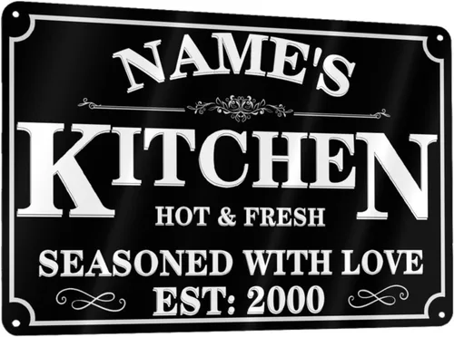 Vista 25 de Letreros de cocina personalizados con nombre personalizado, letrero de cocina condimentado con amor, letrero de cocina para decoración del hogar