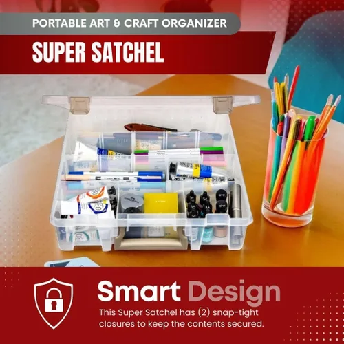 Vista 8 de ArtBin Súper Satchel con divisores extraíbles, organizador de arte y artesanía portátil con mango, [1] caja de almacenamiento de plástico, claro, 1