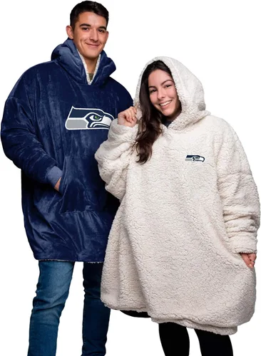 Vista 22 de FOCO NFL Unisex NFL Team Reversible Oversized Sherpa Hoodie Sweatshirt Big Logo Hoodeez
