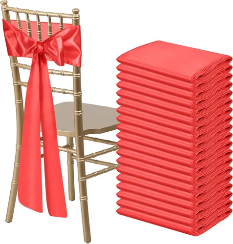 Vista 23 de 10 PCS Lazos de Satén Azul Bebé para Sillas Bandas Universales Cintas para Sillas Lazos Traseros para Bodas Fiestas Recepciones Eventos Banquetes