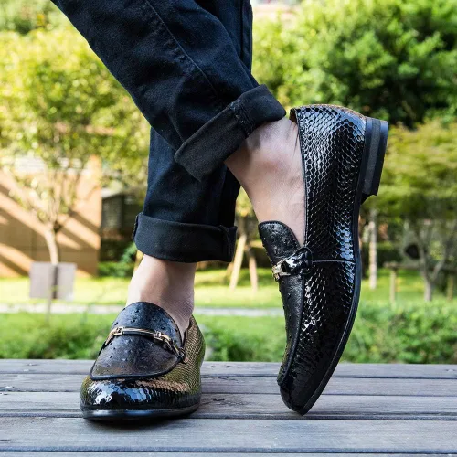 Vista 7 de JITAI Zapatos Penny de cuero con puntera de mocasín para hombre