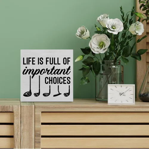 Vista 5 de Rustic Life is Full of Important Choices - Cartel de madera para decoración de escritorio, letrero de madera para el hogar, estante de mesa