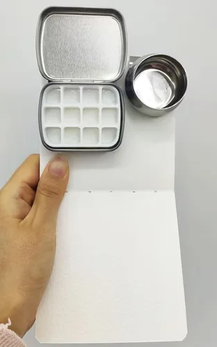 Vista 2 de Caja de pintura de cuadrícula de 12 colores, paleta de bocetos portátil, paleta de pintura de acuarela para dibujar, estuche de pintura de viaje