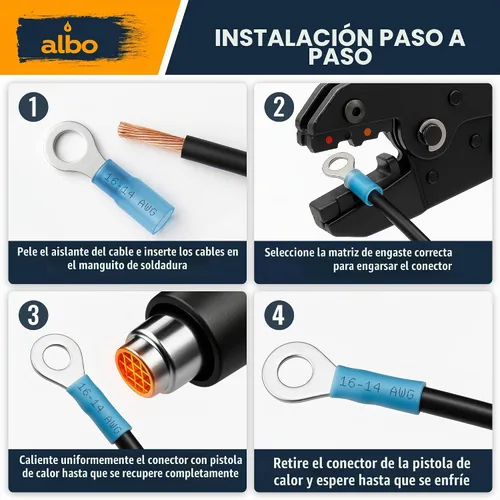 Vista 3 de ALBO Kit de terminales de anillo termorretráctil azul #10 de 250 piezas Azul #10 Talla única 250pcs