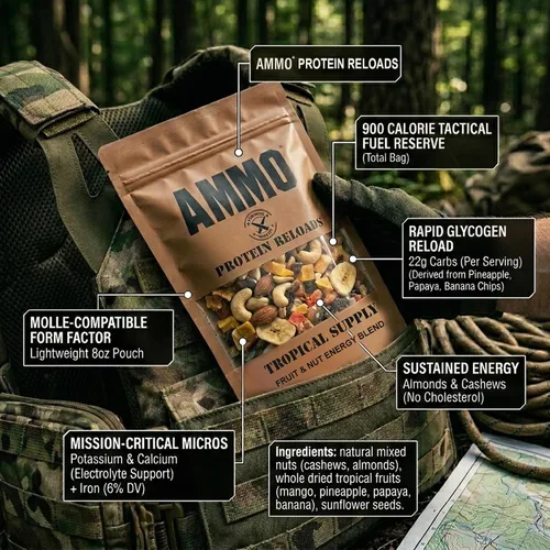 Vista 2 de AMMO® Snack Reloads Trail Mix 8 oz Mezcla de supervivencia de frutas y nueces