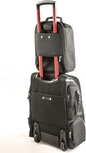 Vista 4 de MYGOFLIGHT PLC Traveler - Equipaje rodante de lado suave y bolsa de vuelo iPad y laptop ruedas de aluminio telescópico y nailon balístico