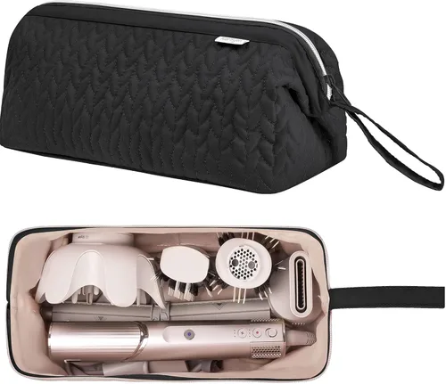 Vista 15 de KarSyon Shark Flex Style Funda para Dyson Airwrap cepillo secador de pelo Revlon herramientas para el cabello, bolsa de viaje, estuche de Beige