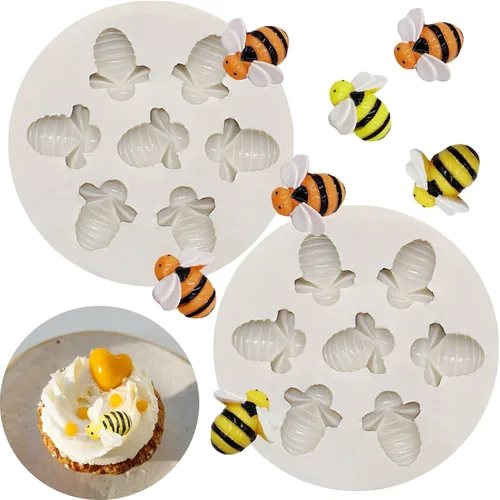 Vista 8 de 12 moldes de panal de abeja de cavidad de silicona (2 piezas) moldes de Fondant Tuile con hueco 3D de colmena de caramelo de encaje molde