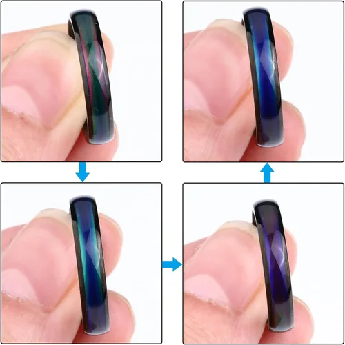 Vista 6 de ADRAMATA Anillo de humor negro para hombres y mujeres, anillos de titanio de 0.157 pulgadas, anillos de eternidad, anillos de pulgar de moda