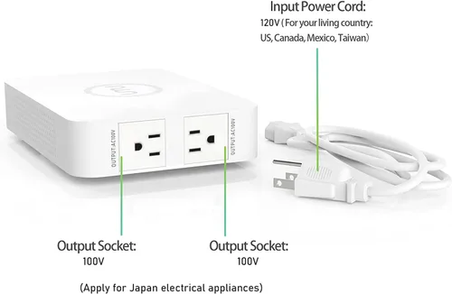 Vista 2 de Convertidor de voltaje de 120 V a 100 V Convertidor de voltaje toroidal reductor de 500 vatios para electrodomésticos japoneses utilizados en EE. UU