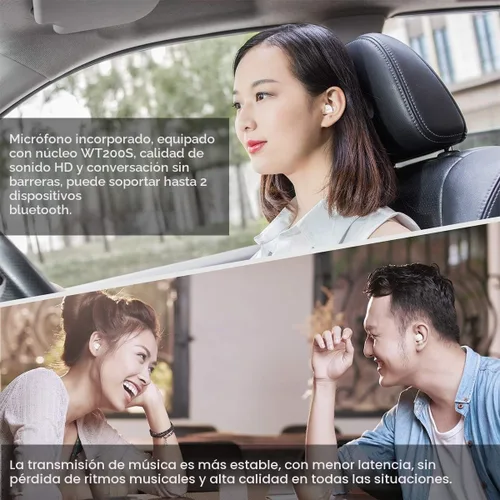Vista 4 de Auriculares invisibles con Bluetooth, minúsculos, discretos, ocultos, para el trabajo, pequeños canales auditivos Negro