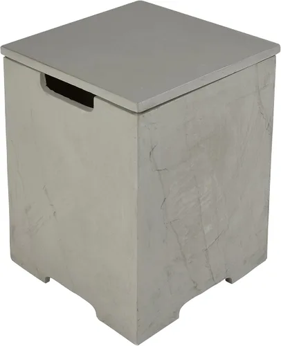 Vista 9 de AMS Chimenea Elementi Cubierta cuadrada de tanque de propano estilo Nápoles de 20 libras Base de hormigón GFRC Dimensiones: 17.3 x 17.3 x 25.6