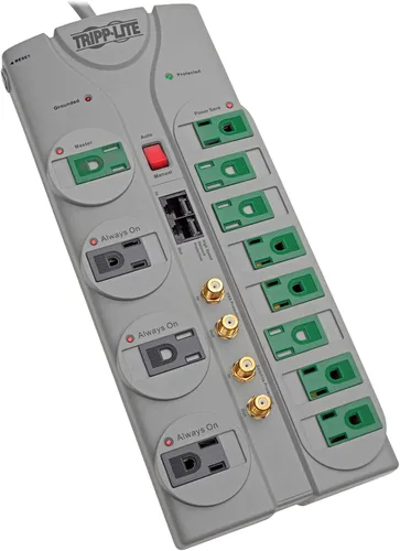Vista 12 de Barra de contactos protectora de sobretensión de Tripp Lite. 7 tomacorrientes + control de tomacorrientes Valor no encontrado Gris