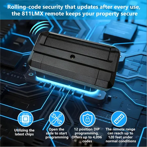 Vista 3 de 1 para Liftmaster Gate Remote 811LM 811LMX, compatible con abridor de puerta Liftmaster y receptor de 850LM 860LM, control remoto de puertas Negro-1