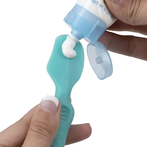 Vista 6 de Nuby Dr. Talbots - Cepillo de silicona para pañales con base de succión, color aguamarina Tamaño completo - Aqua Blue