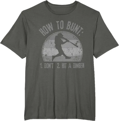 Vista 6 de Cómo Bunt Don't Hit A Dinger - Camiseta divertida de béisbol y sóftbol, Negro, S