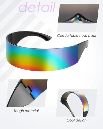 Vista 3 de Konohan 4 pares de lentes de sol futuristas de los años 80 lentes espaciales Cyclops Cyber Punk para hombres y mujeres lentes de sol