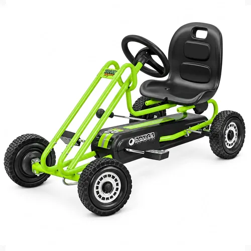 Vista 10 de Hauck Lightning Go Kart con pedal para niños de 4 a 8 años, asiento de cubo ajustable, ruedas de plástico con perfil de goma, freno de mano para Rosa