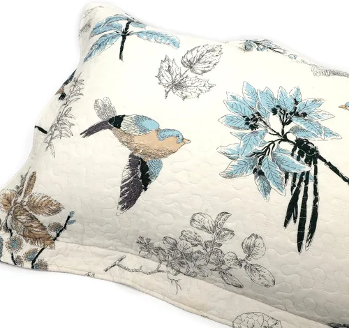 Vista 3 de Newrara Juego de 2 fundas de almohada acolchadas 100% de algodón, tamaño estándar, diseño de pájaro americano, decoración de dormitorio (pájaro)