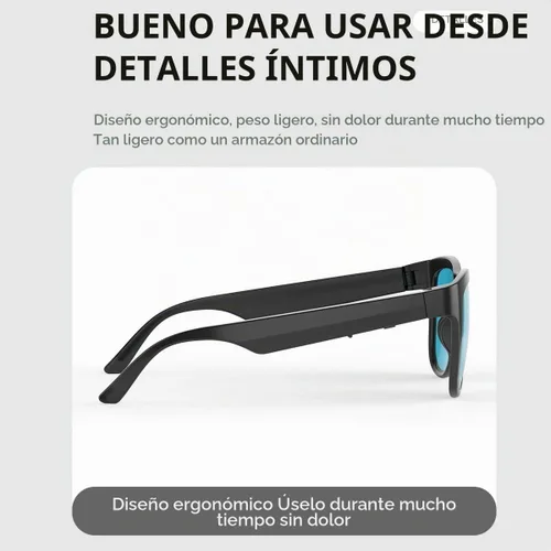 Vista 7 de GS01 Smart Bluetooth Gafas de sol, gafas de sol de audio con altavoz, lente polarizada UV400, música abierta del oído, control táctil Negro