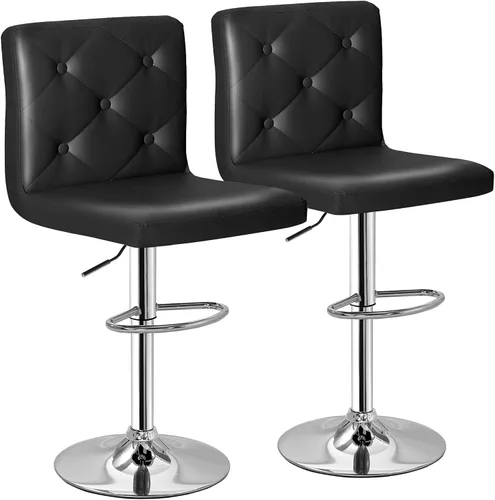 Vista 20 de Juego de 2 taburetes de bar ajustables para encimera de cocina, color marrón