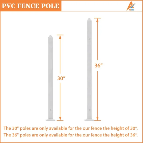 Vista 6 de 30 "H blanco durable PVC vinilo recto poste valla para jardín