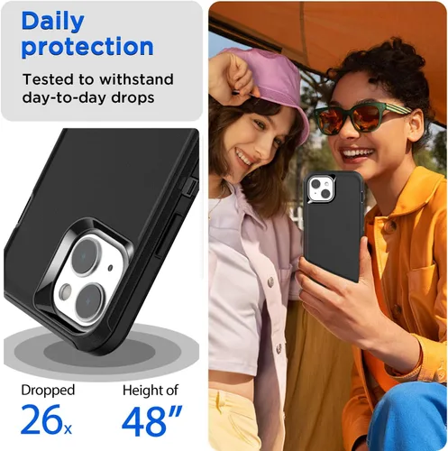 Vista 3 de AICase Funda para iPhone 14 (6.1 pulgadas) con protector de pantalla de vidrio, protección contra caídas de alta resistencia, cuerpo completo, a