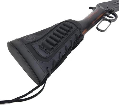 Vista 15 de Cartucho de culata de cuero para rifles calibre 12 o calibre .30-30 .308 Caza bolsa de munición bolsa de bolsa de bolsa de mano derecha escopeta