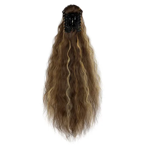 Vista 4 de Extensión de cola de caballo de garra de 18 pulgadas, extensiones de cabello lacio con clip, cola de caballo larga para mujer, extensiones de cola
