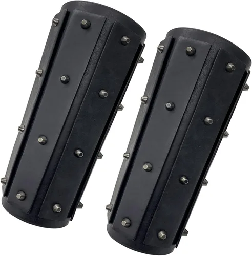 Vista 3 de HiiFeuer Protectores de brazo medievales Brigandine, guantelete de cuero sintético mercenario, brazaletes de brazo de caballero renacentista vintage
