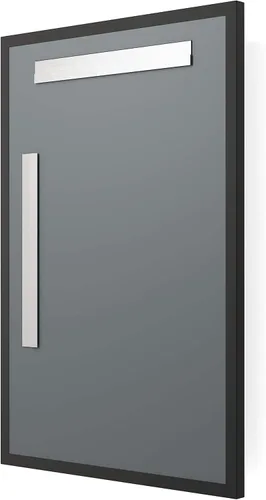 Vista 4 de Better Bevel - Espejo rectangular enmarcado de 24 x 36 pulgadas, espejo de pared de baño, fabricado en Estados Unidos, marco de acero, acabado negro