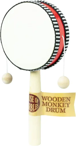 Vista 4 de House of Marbles - Tambor de madera de mono, instrumento de percusión de mano para niños, juguete de ritmo tradicional para música, movimiento