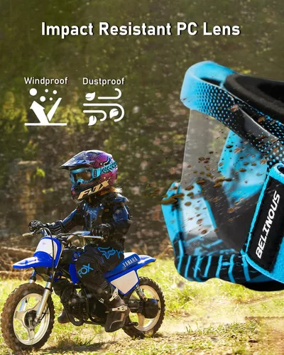 Vista 4 de BELINOUS - Gafas de protección para niños para ATV, moto de cross, motocicleta, motocross MX, gafas de moto de cross para jóvenes para niños de 3 a