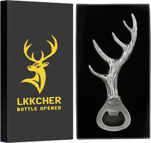 Vista 10 de LKKCHER Abridor de botellas de cerveza con cuernos de ciervo, regalos para mujeres, hombres, esposa, marido, novia, novio, mamá, papá, nuevo hogar
