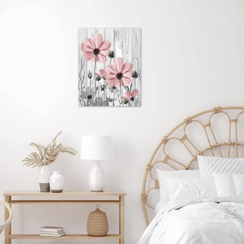 Vista 3 de MEUNEAR Lienzo decorativo de vaca para pared, diseño de margaritas, verde azulado y gris, para baño, animales salvajes, ganado occidental en bañera