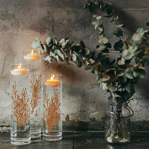 Vista 2 de 36 piezas de flores artificiales para velas flotantes, flores con efecto flotante para relleno de jarrón, centros de mesa con relleno de jarrón