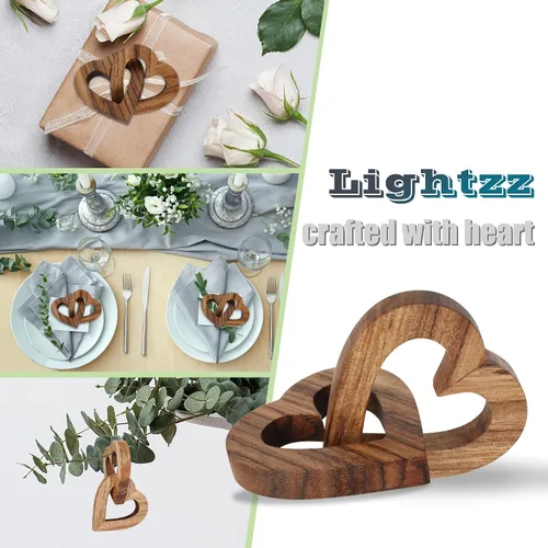 Vista 6 de Lightzz - Adorno de corazón de madera hecho a mano para compromiso, boda, aniversario, día de San Valentín, regalo de cumpleaños para ella, él