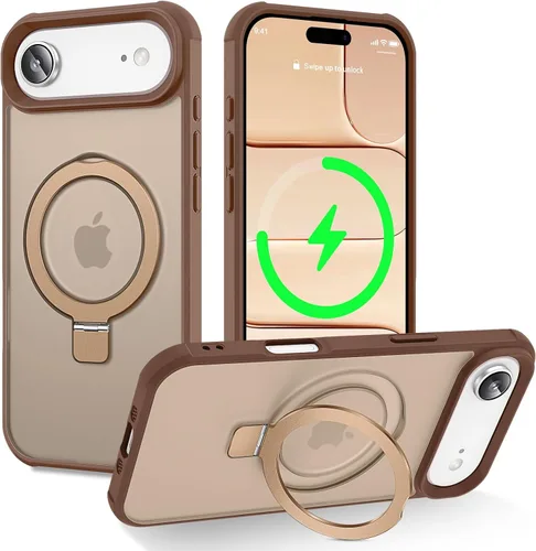 Vista 135 de CHAOFEnG Funda magnética compatible con iPhone 11 con soporte, prueba de caídas de grado militar, compatible con imán, anillo translúcido, parte