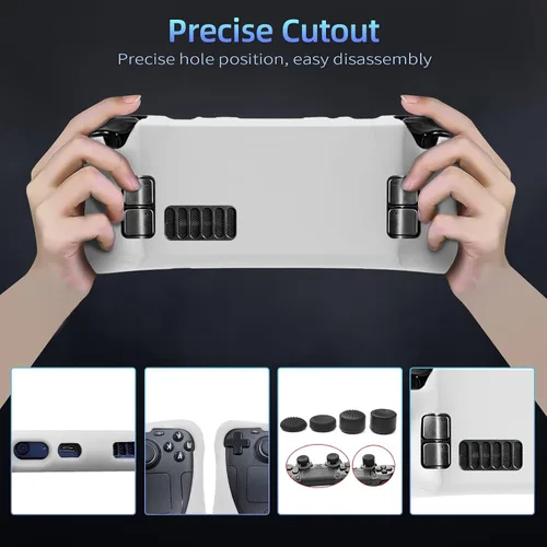 Vista 4 de OFFCURVE Case for Steam Deck, Silicone Cover Case with Screen Protector & 2 Pairs Thumb Grips for Vavle Steam Deck Skin Shock-Absorption, Non-Slip