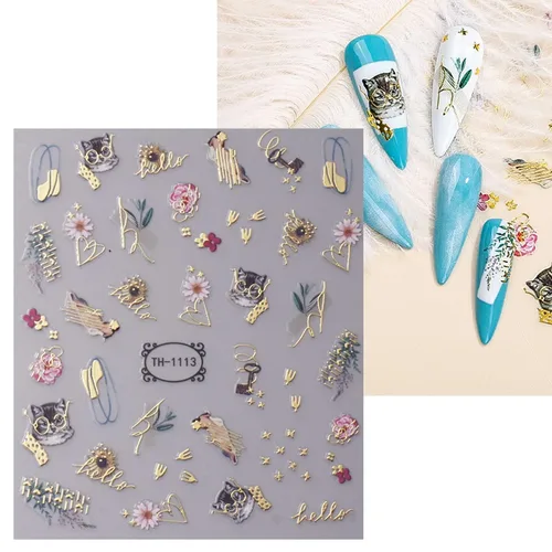Vista 5 de jmeowio 8 hojas de calcomanías de arte de uñas con punta francesa de mármol, calcomanías autoadhesivas para uñas, suministros de uñas, accesorios