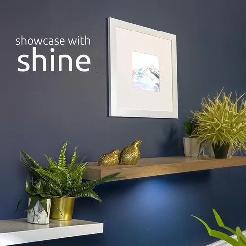 Vista 8 de Kiera Grace Stockholm Aberg - Estante flotante de luz LED, estantes de pared modernos con luces activadas por tacto, ideal para decoración del Negro