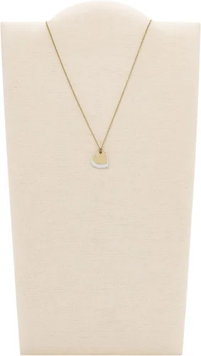 Vista 2 de Fossil Collar de cadena con dije de acero inoxidable grabado chapado para mujer