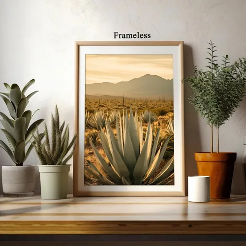 Vista 4 de Arte de pared de paisaje del desierto, arte en lienzo de agave, imágenes de cactus del desierto, cuadros de fotografía de naturaleza, cuadros