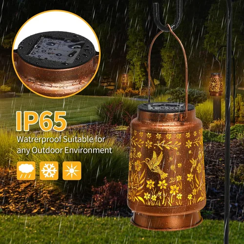 Vista 9 de Faroles solares de colibrí para exteriores, impermeables, decoración de jardín, luz LED de metal, regalos de cumpleaños para mujeres, mamá, regalos