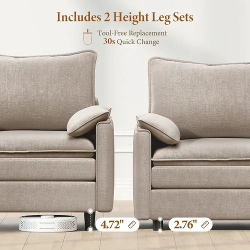 Vista 3 de Vesgantti Comfy Cloud - Sofá modular modular de 142 pulgadas, sofás en forma de U con 2 otomanas para sala de estar, asiento profundo