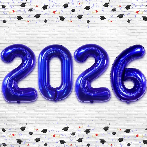 Vista 16 de Katchon, Globos gigantes negros grandes 2026 – 42 pulgadas Globos de graduación 2026 con globos de estrella negra para decoraciones de graduación