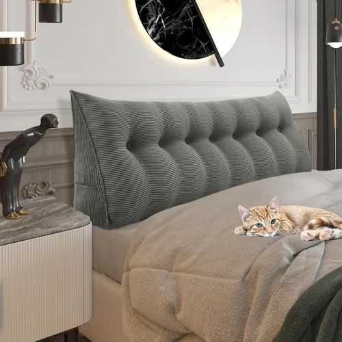 Vista 30 de Almohada de cuña acolchada de 8 libras para cabecero, posicionador corporal en forma de triángulo, almohada de lectura para la cama, almohada
