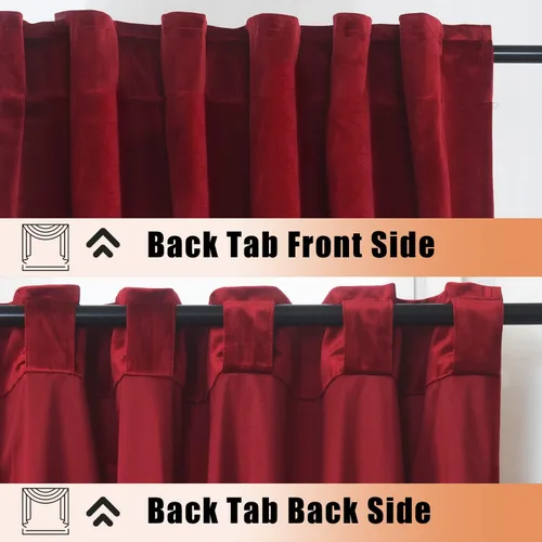 Vista 3 de [Usado] Cortinas de terciopelo rojo burdeos elegantes para ventana de sala de estar, 84 pulgadas de largo, oscurecimiento de habitación, pestaña