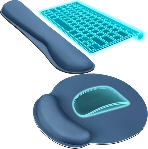 Vista 15 de KTRIO Reposamuñecas ergonómico para teclado y reposamuñecas para mouse, Negro