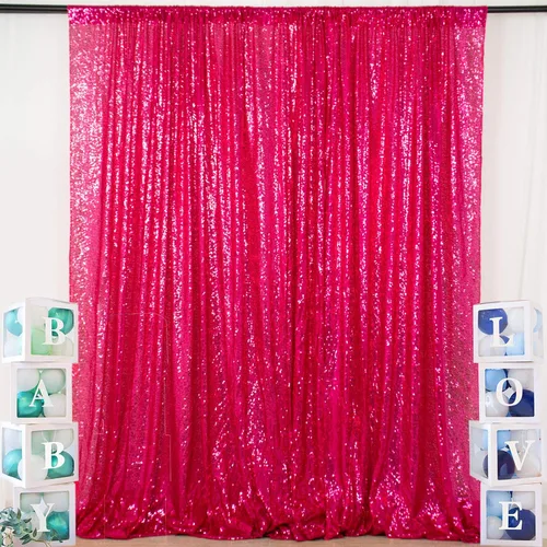 Vista 22 de ShiDianYi Cortina de fondo color rubor de 4 x 6 pies con lentejuelas para fotos, cortinas brillantes para telón de fondo, eventos y fiestas, telón